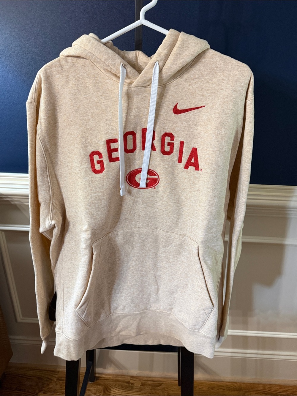Nike Cream/Tan Georgia Pullover Hoodie with Red Logos-worn once